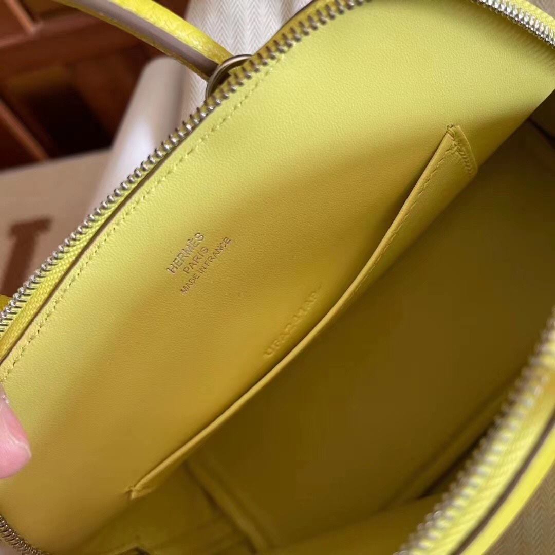 Hermes Bolide 1923 Mini Handbag Shoulder Bag In Yellow Evercolor Leather